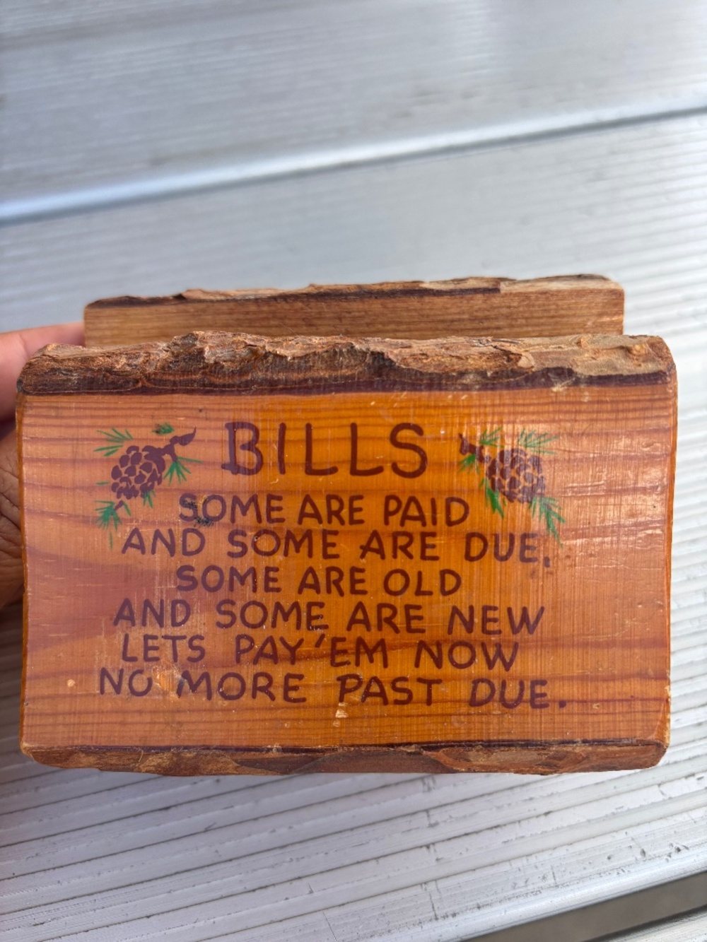 Vintage Yellowstone National Park Mail Letters Bills Letter Holder Wood Souvenir